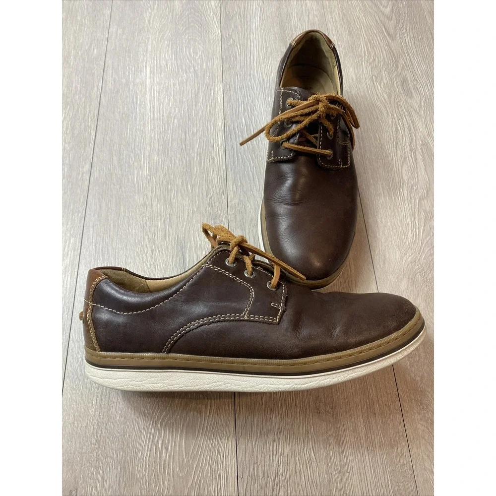 Johnston & Murphy Brown Leather Lace Up Shoe Men Size Sheepskin 8 M Memory‎ Foam